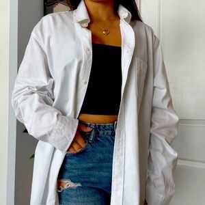 Land’s End Oxford Button Down White Long Sleeve Shirt 100% Cotton